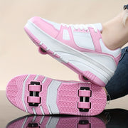 Детские роликовые коньки для мальчиков с нескользящими двойными колесами, шнуровкой и ремешками на пряжке, черные и белые