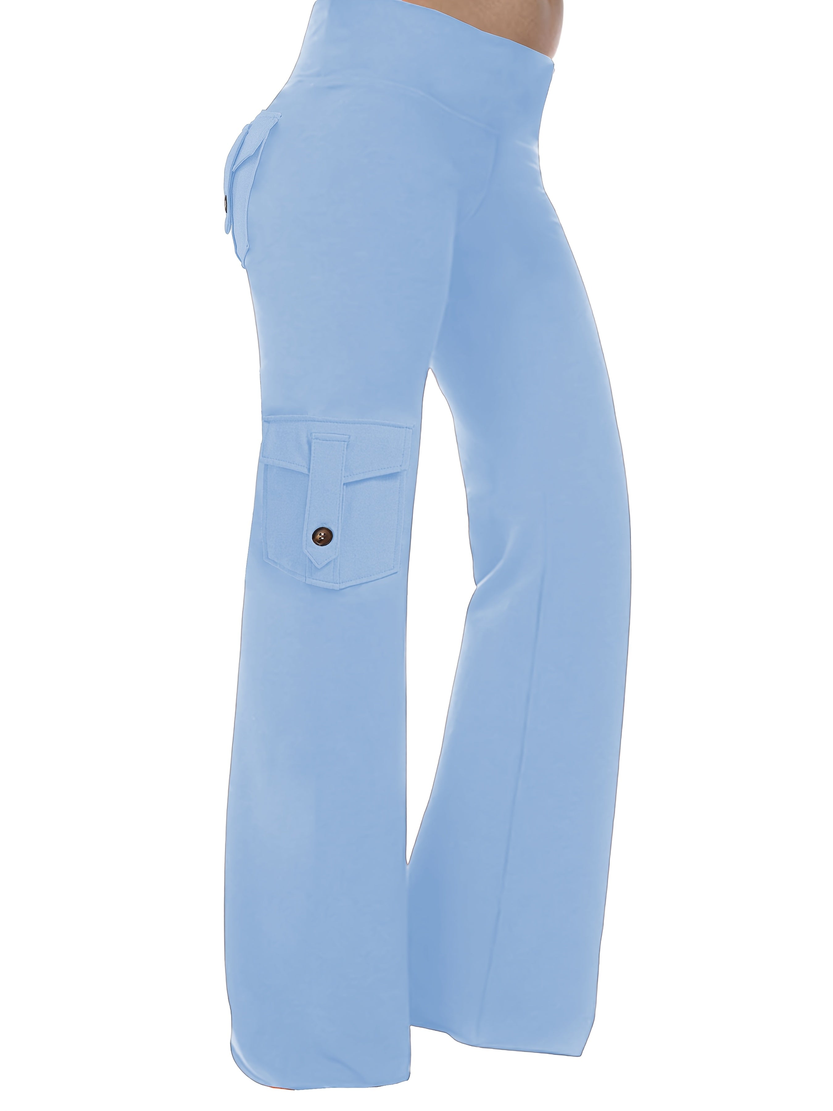 Women High-Waist Cargo Pocket Yoga Pants Plus Size Breathable Stretch