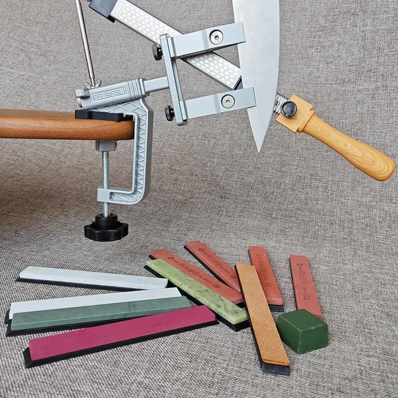 Ручной кухонный точильный камень с фиксацией угла и набором шлифовальной крупы из эмery