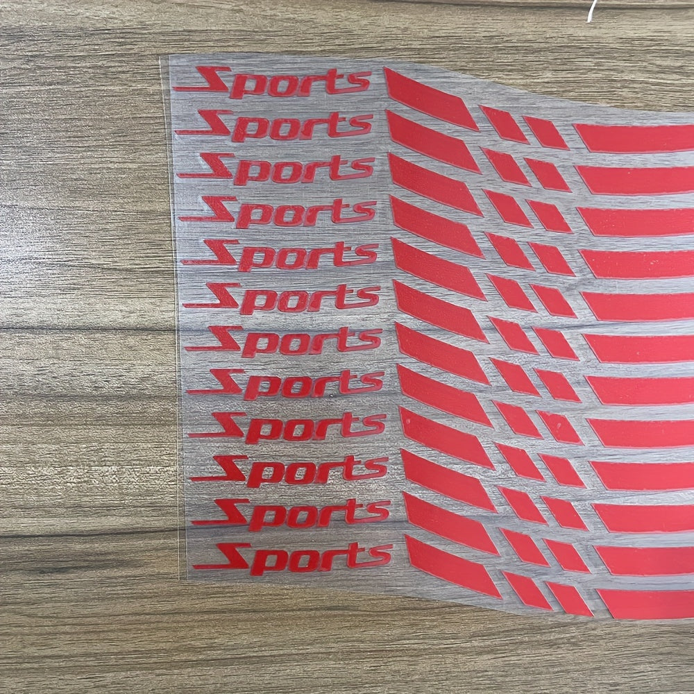 12pcs Car Wheel Rim Stickers Set Sport Stripe Decals for 45.72cm Hubs