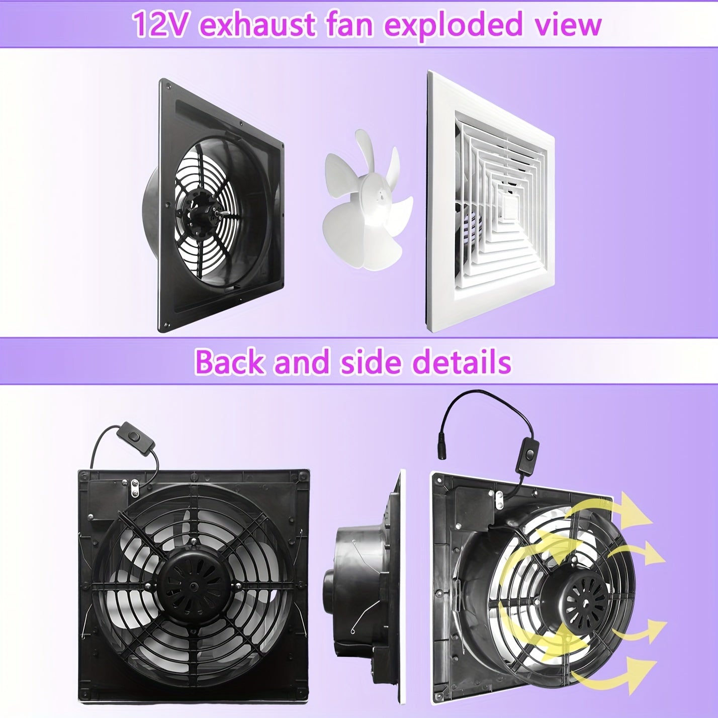 Портативный солнечный вентилятор 20,32 см 17 Вт для кемпинга, походов, автодомов, вентиляции теплиц