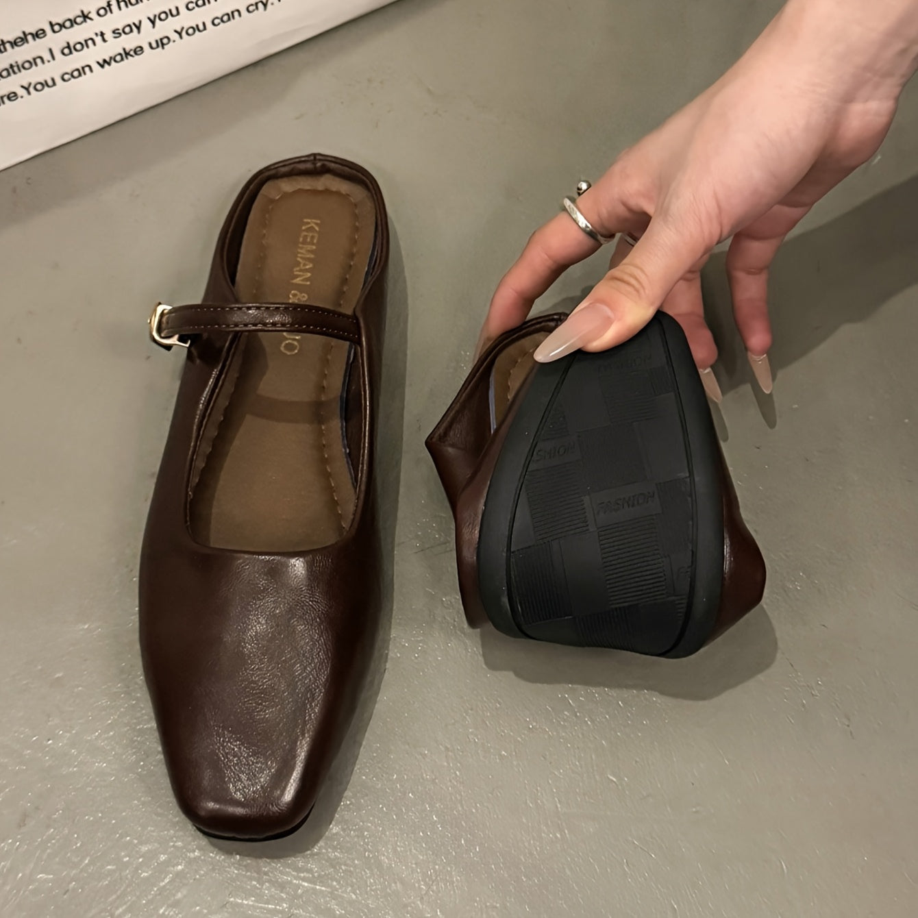 Women’s Summer Mules Brown Synthetic Slip-On Chunky Heel