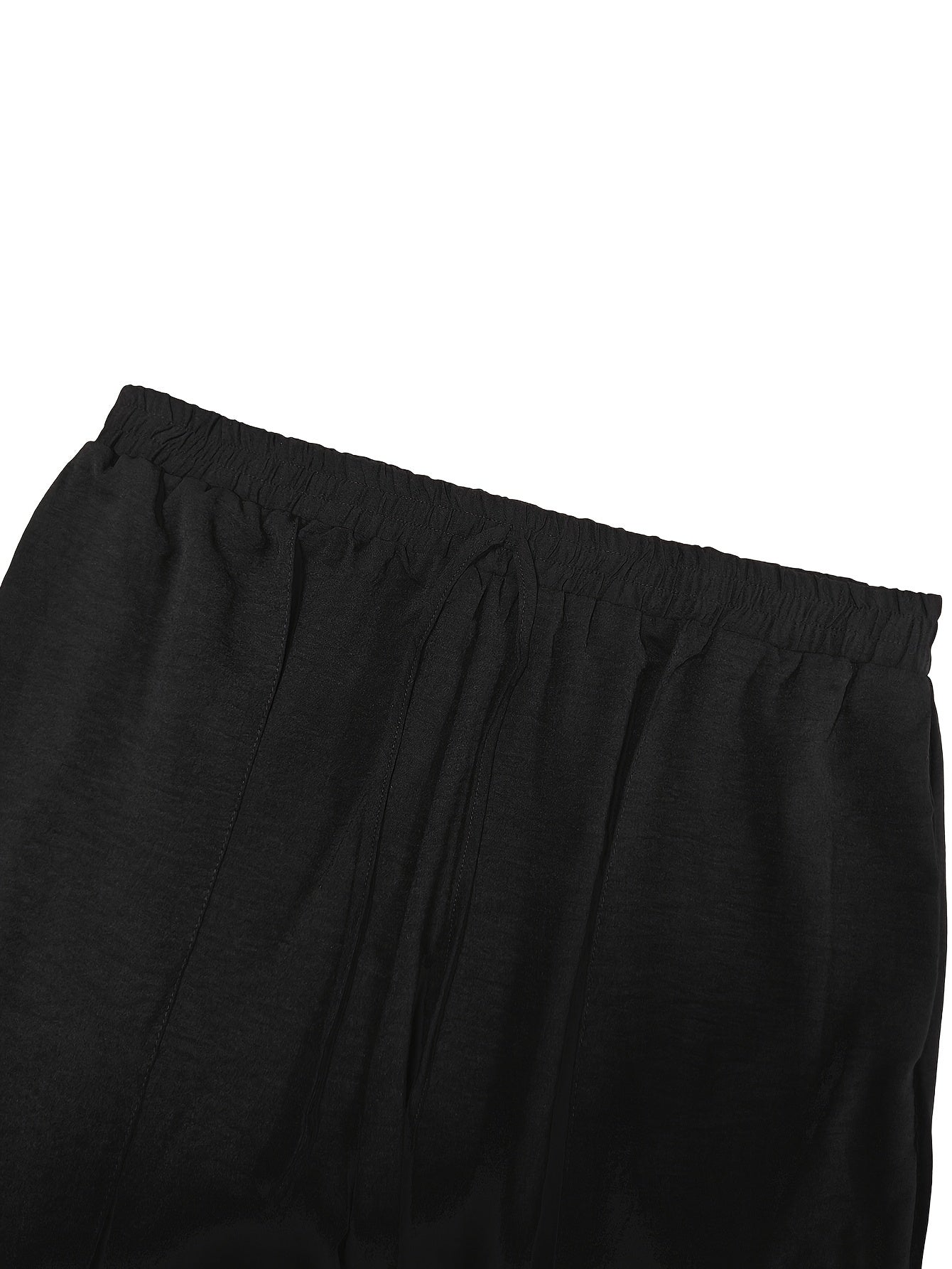 Women's Plus Size Casual Pants with Elastic Waist Pockets Solid Color