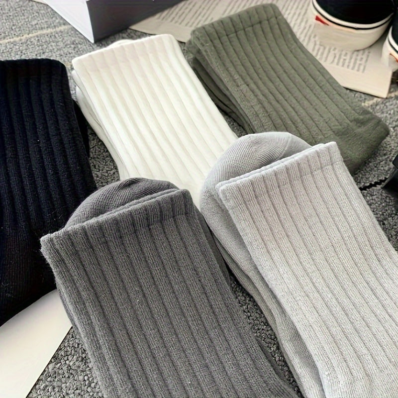 Men's Cotton Blend Crew Socks Pack of 5 for Sports and Casual Wear