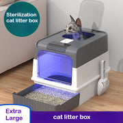 XL Enclosed Cat Litter Box with Drawer Odor-Resistant Easy to Clean Rectangular Polypropylene