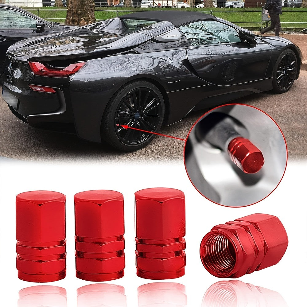 4PCS Aluminum Alloy Hexagon Tire Valve Cap Wheel Dustproof Cover