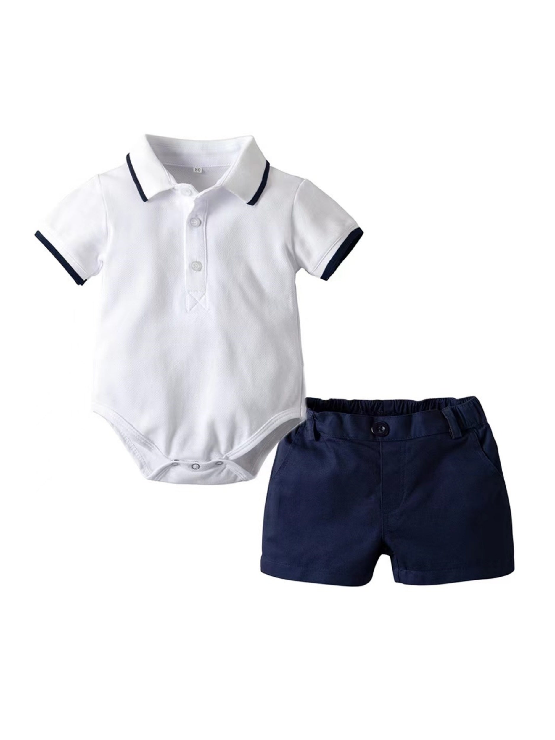 Boys Cotton Polo Shirt and Shorts Set for Infants Toddlers Spring Summer Casual Solid Color