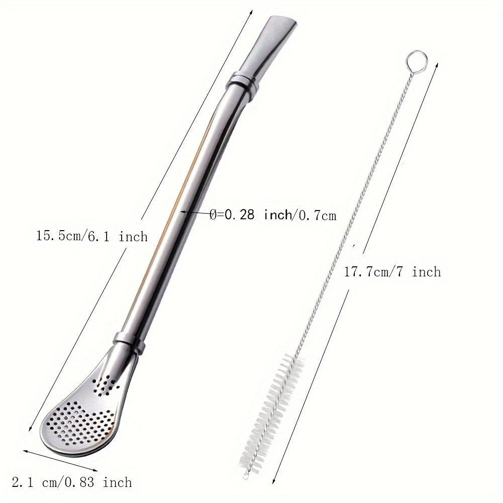 Set of 3 Reusable Colorful Yerba Mate Bombilla Straws Stainless Steel Bent Drinking Straws with Cleaning Brush