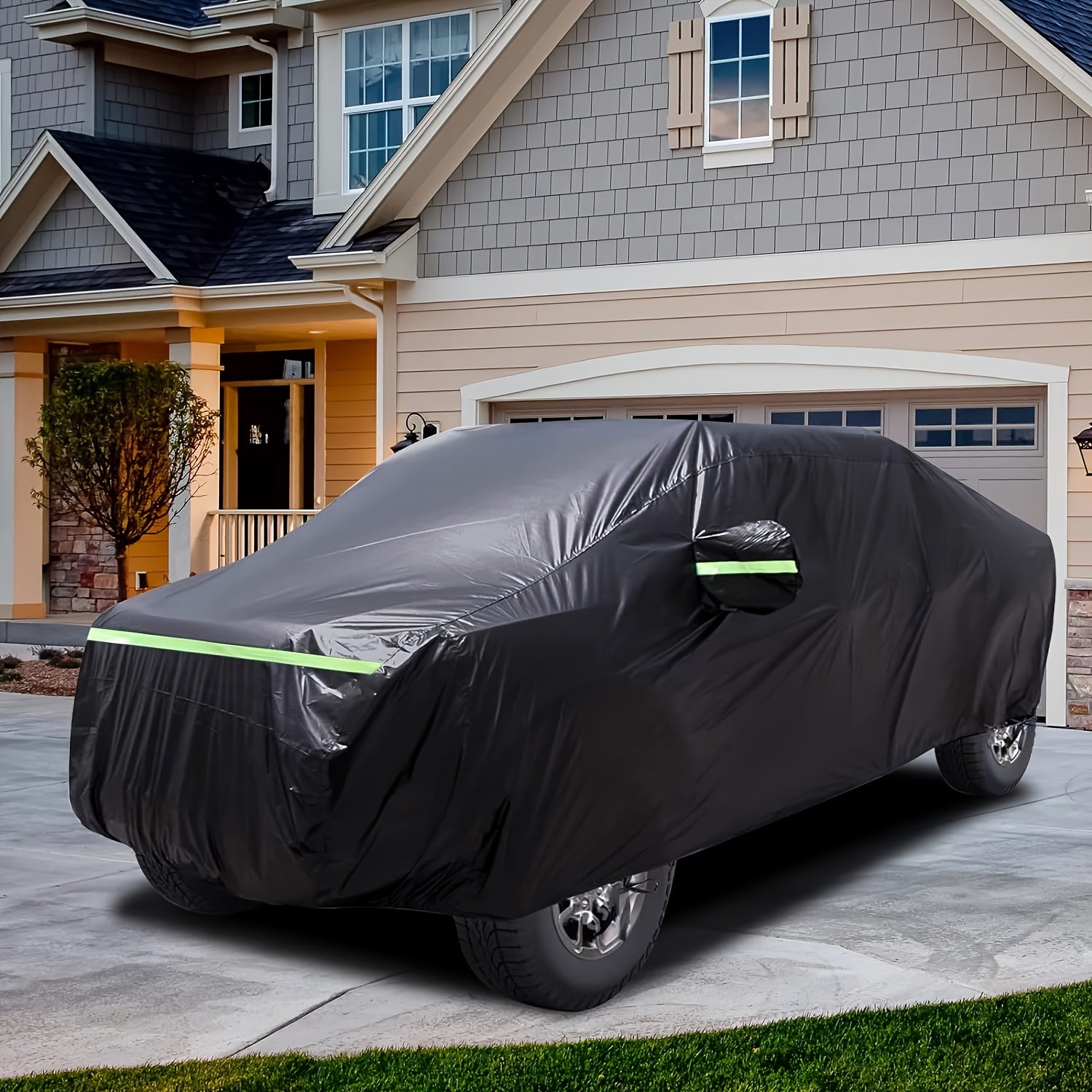 Full Car Cover for Pickup Truck Oxford Cloth Black Windproof Dust Snow Resistant