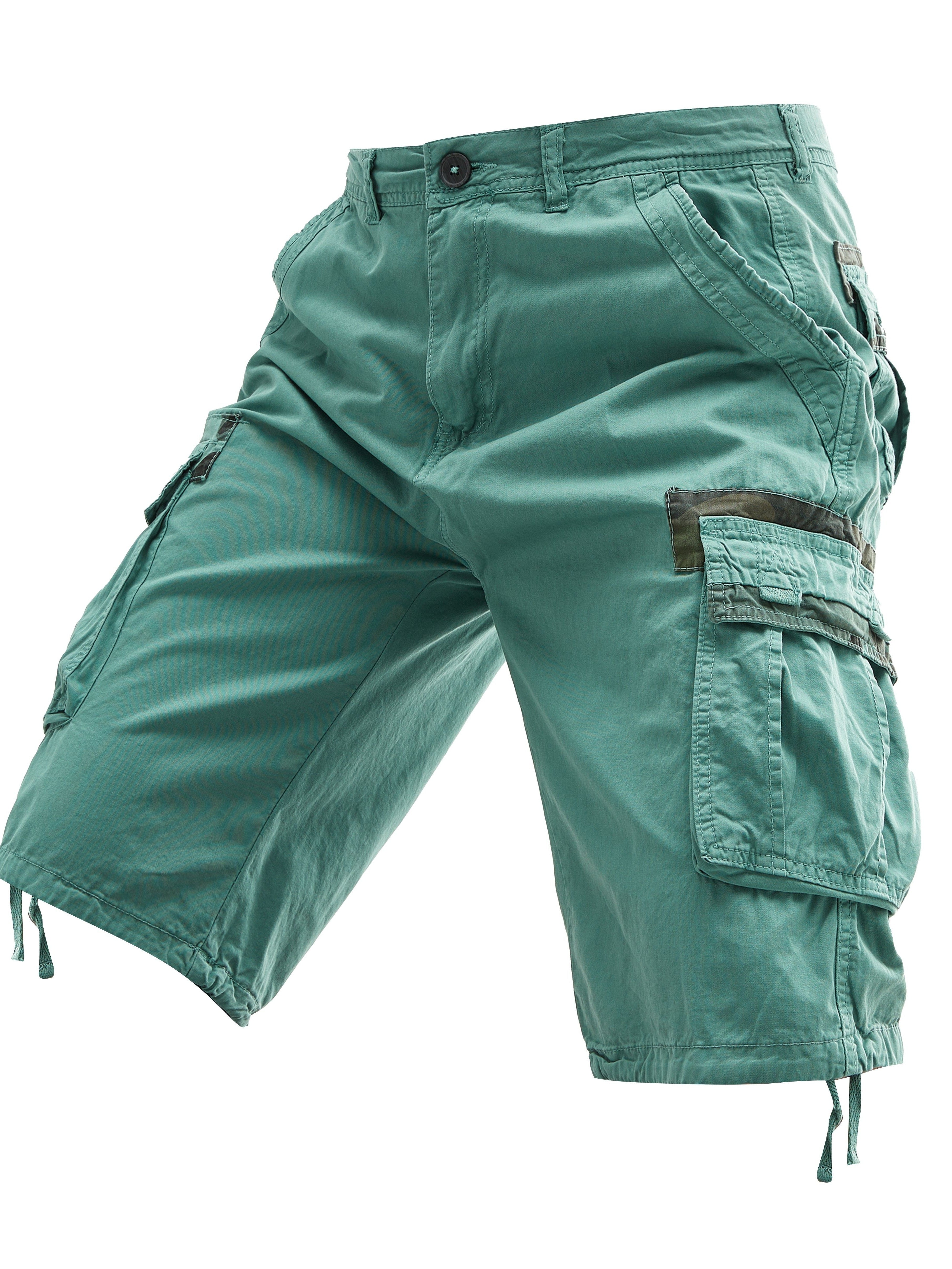 Men's Oversized Cotton Cargo Shorts Solid Color Loose Fit Twill Weave Street Style