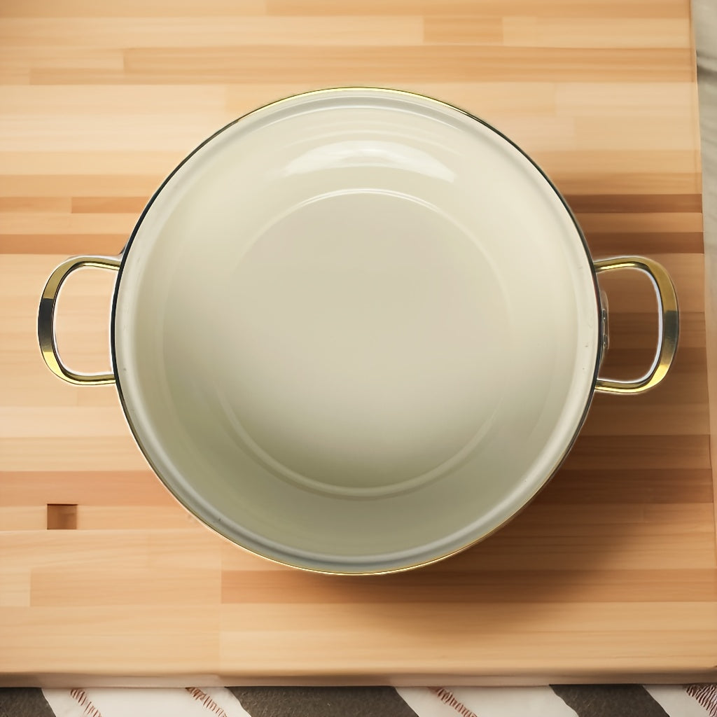 Katta Hajmli Emal Qozon Qopqoq Bilan, Retro Gul Dizayni Va Qalin Emal Sho'rva Qozoni, Ikki Qo'l Bilan, Uyda Pishirish Uchun Mukammal