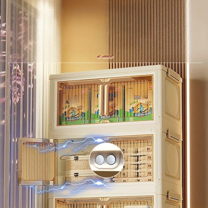 Armario de almacenamiento de plástico rectangular con ruedas, cierre magnético impermeable para ropa y accesorios de exterior