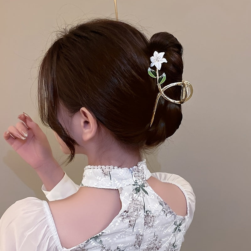 Девочки Металлическая Лилия Цветок Заколка для волос Романтический аксессуар для волос Элегантная заколка