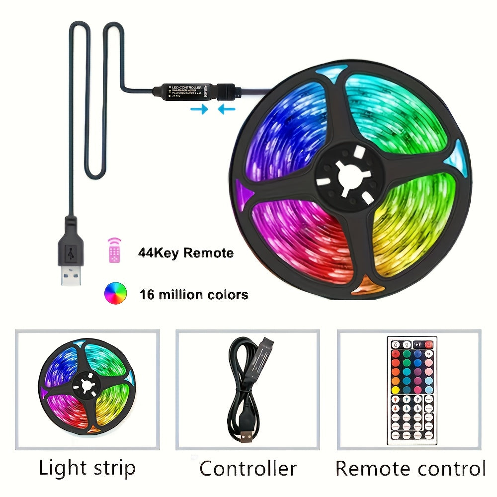 Wireless RGB LED Strip Light Dimmable Remote Control Decoration for Living Rooms