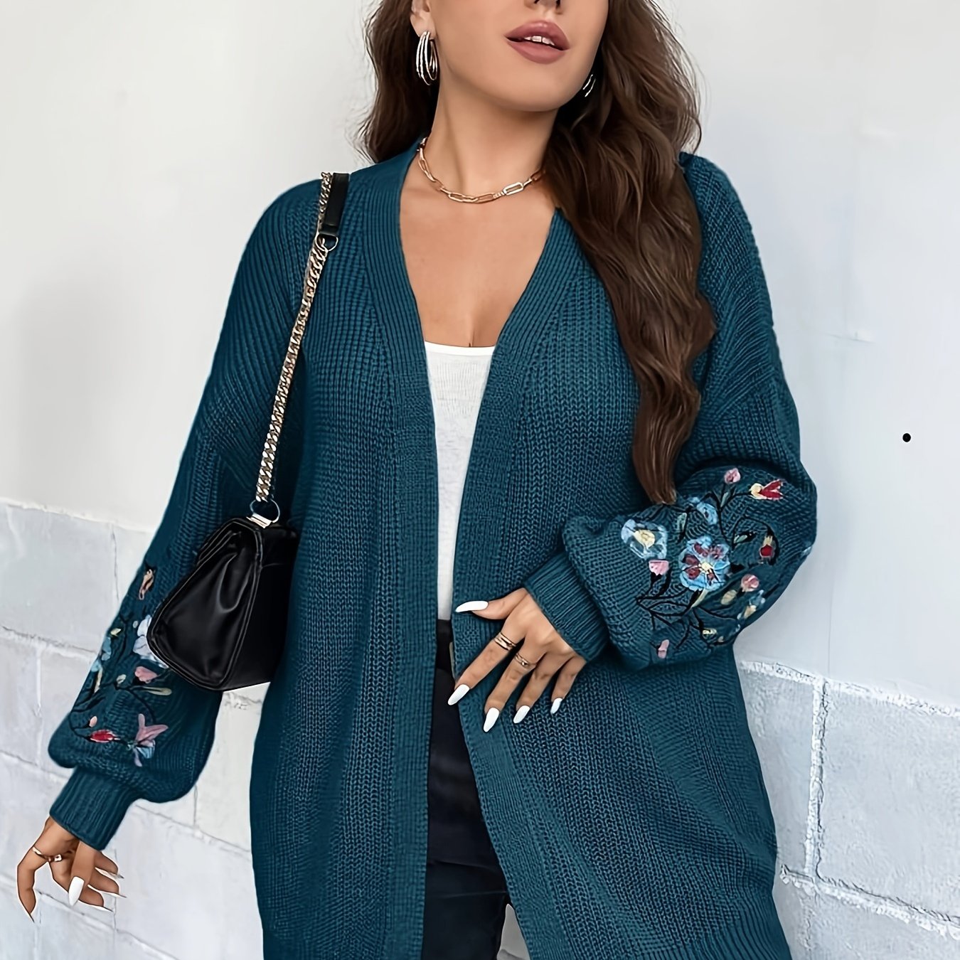 Women's Knitted Cardigan Coat Relaxed V-Neck Winter Sweater Black