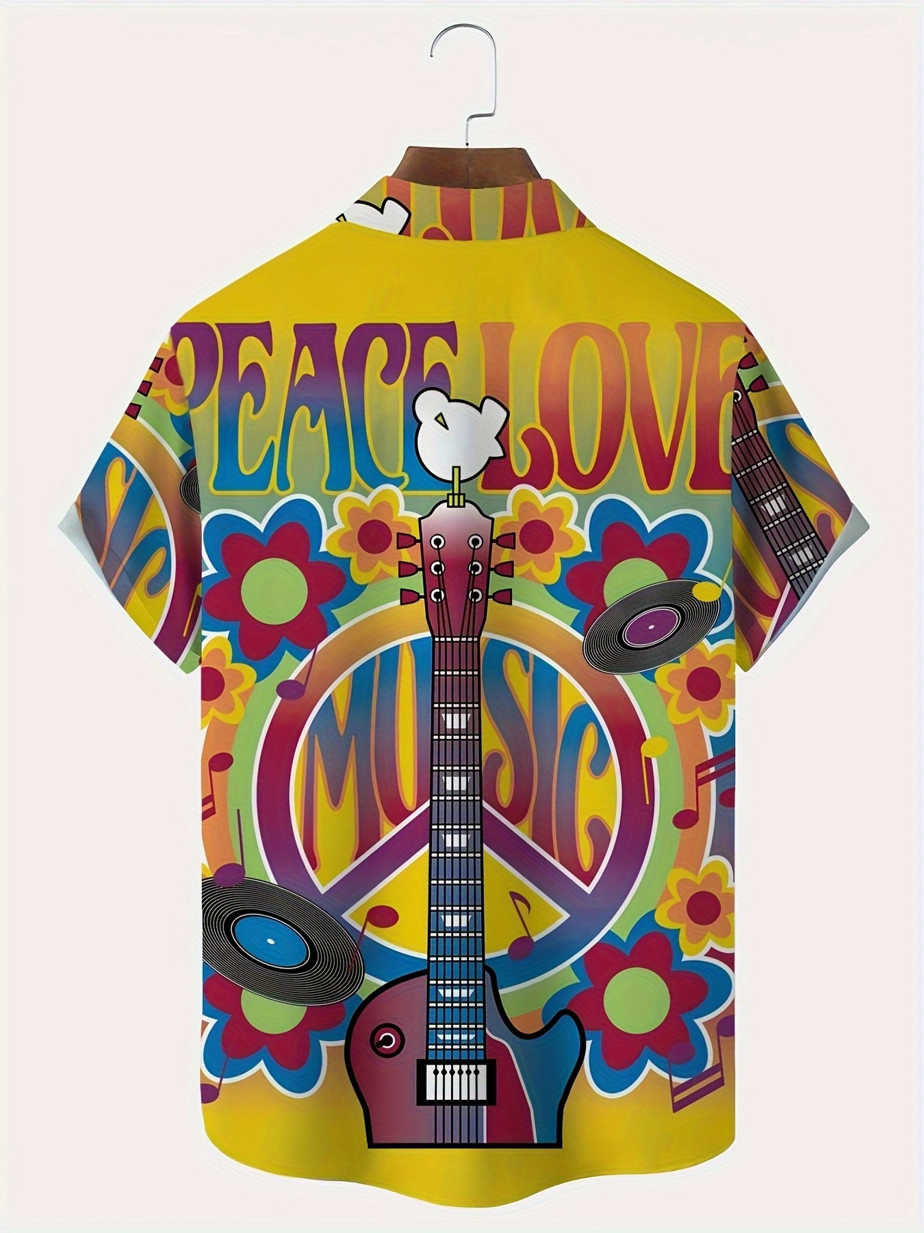 Мужская рубашка с коротким рукавом, ретро-музыкальный узор, 3D-печать, увеличенный размер