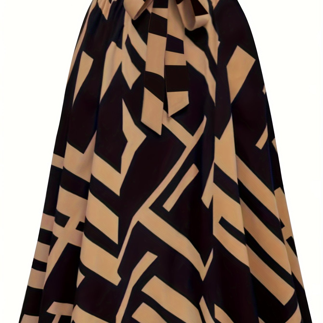 Women's Geo Print Tie Waist A-Line Skirt for Spring Summer Casual