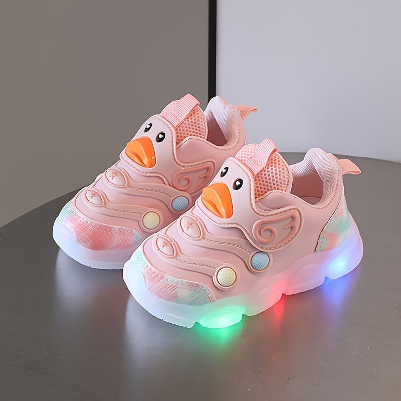 Kids LED Light-Up Shoes for Boys and Girls with Non-Slip Rubber Sole and Cartoon Design in Blue