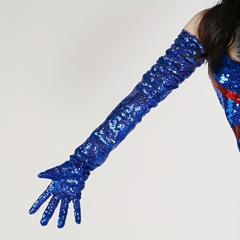 Women's Sequin Gloves Polyester Mesh for Evening Parties and Cocktail Events