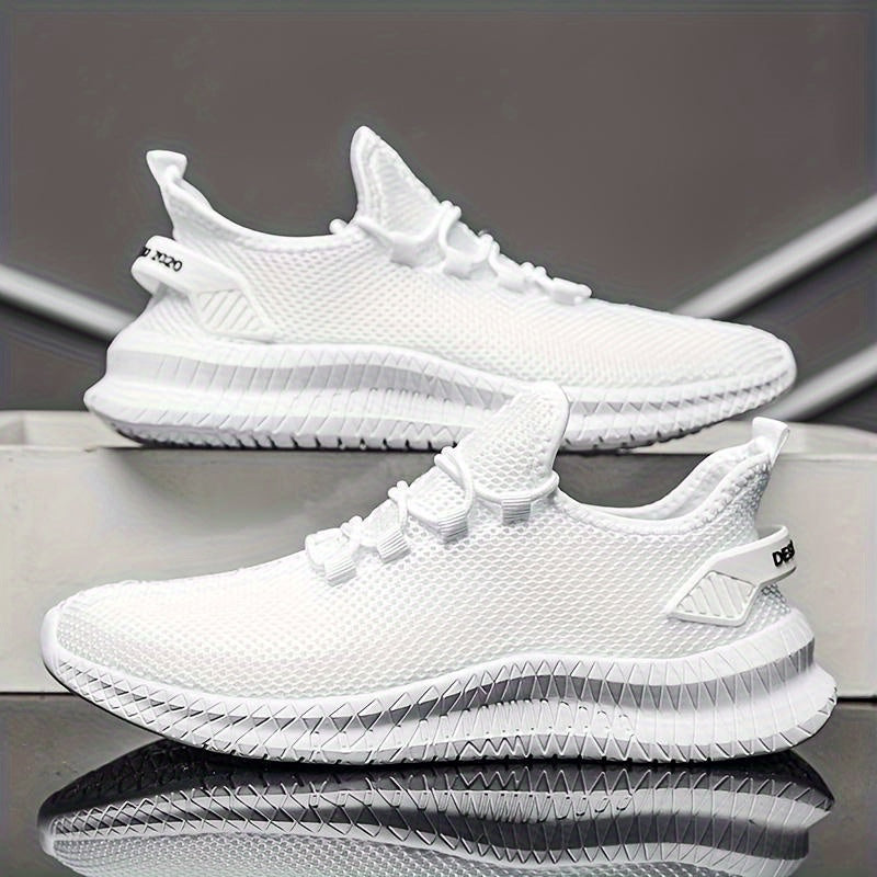 Men's Casual Athletic Sneakers Breathable Mesh Fabric Low Top Lace-Up Shoes for All-Season Comfort