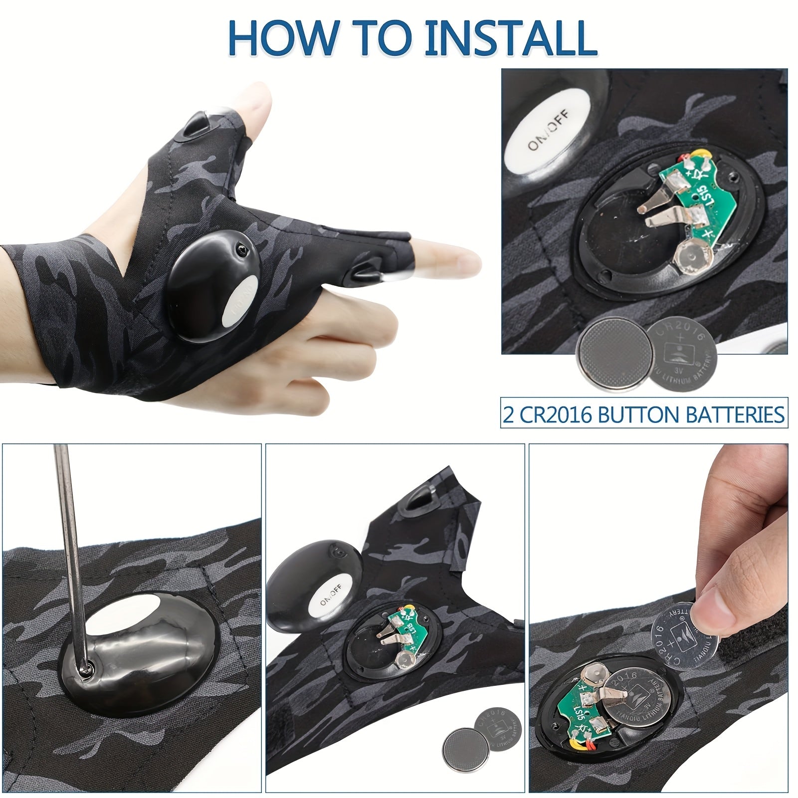 LED Flashlight Gloves for Men Women, Rechargeable, Night Fishing Camping