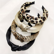 Ayollar uchun to'rt ta vintage leopard print keng qirrali bosh bandlari va tugilgan soch halqalarining to'plami