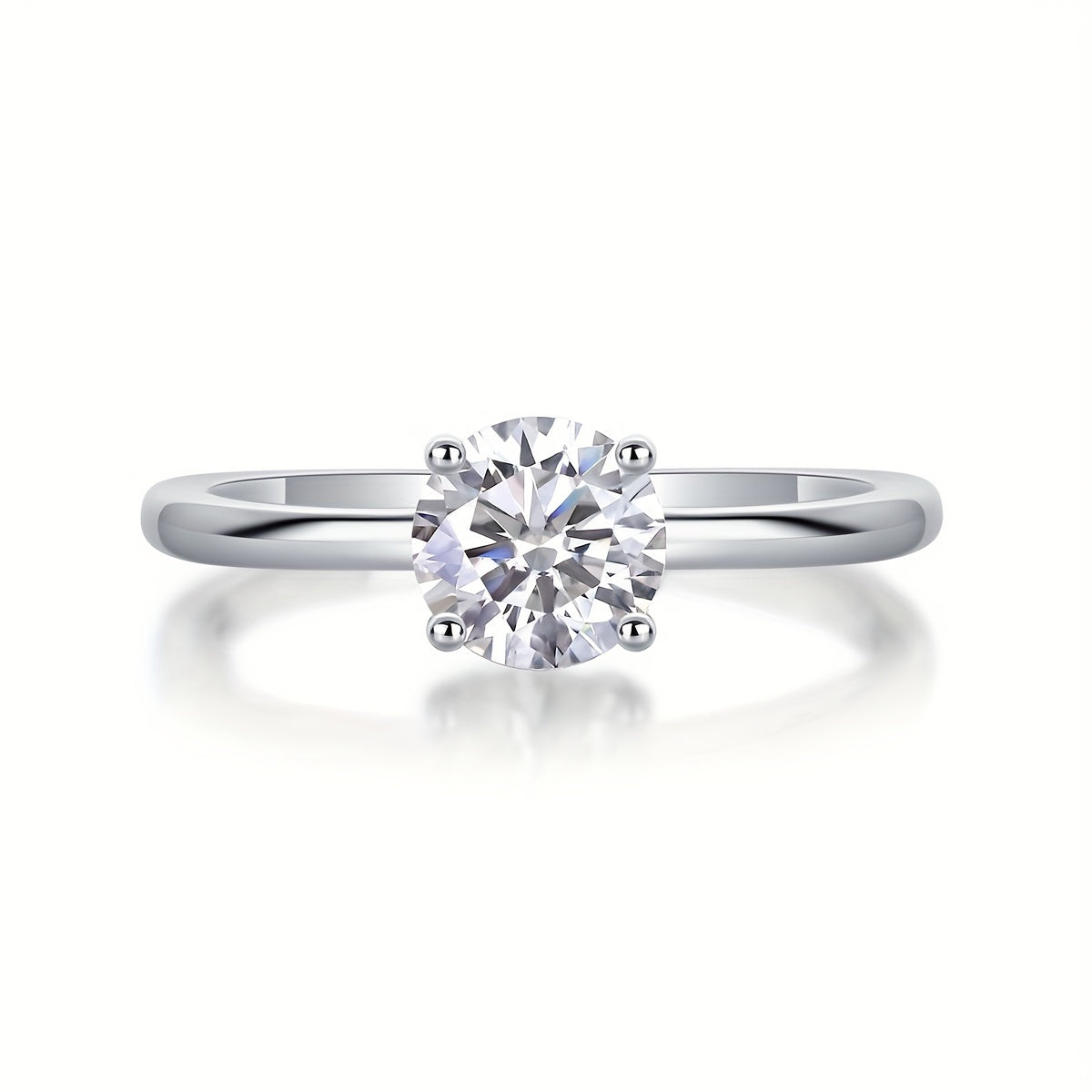 Moissanite Ring 1.0 Carat Sterling Silver Wedding Engagement Jewelry for Women