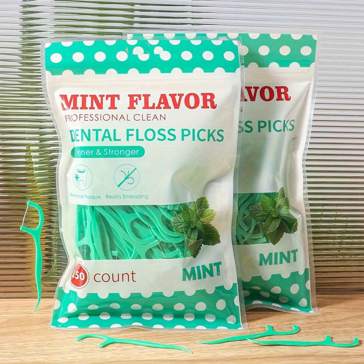 Fresh Mint Dental Floss Picks 300 Pack Deep Clean Portable Alcohol-Free Travel Oral Hygiene