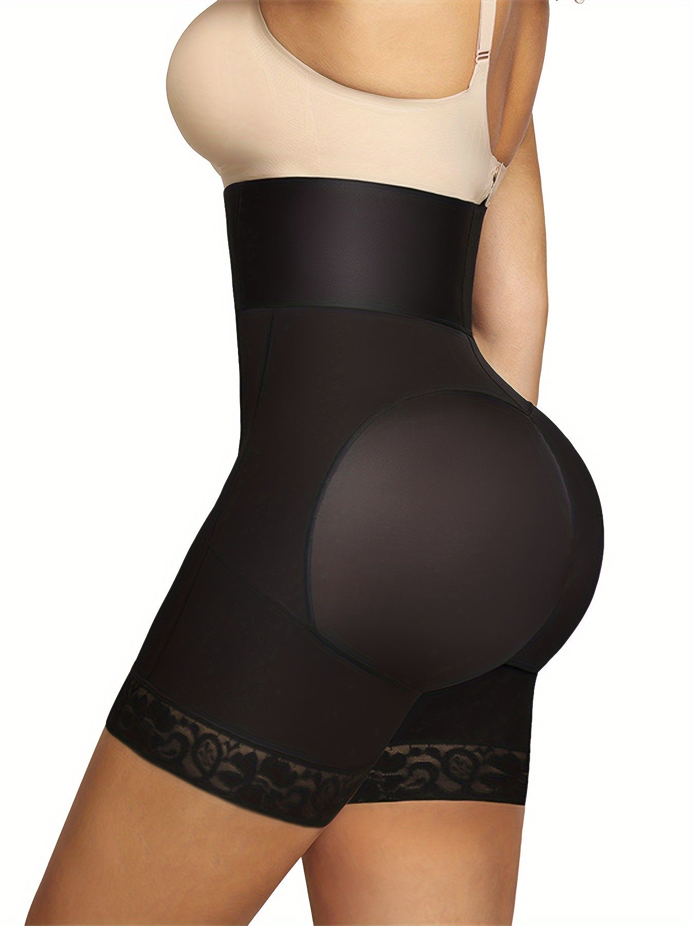 High Waisted Lace Shapewear Shorts for Women Breathable Slimming Underwear Solid Color