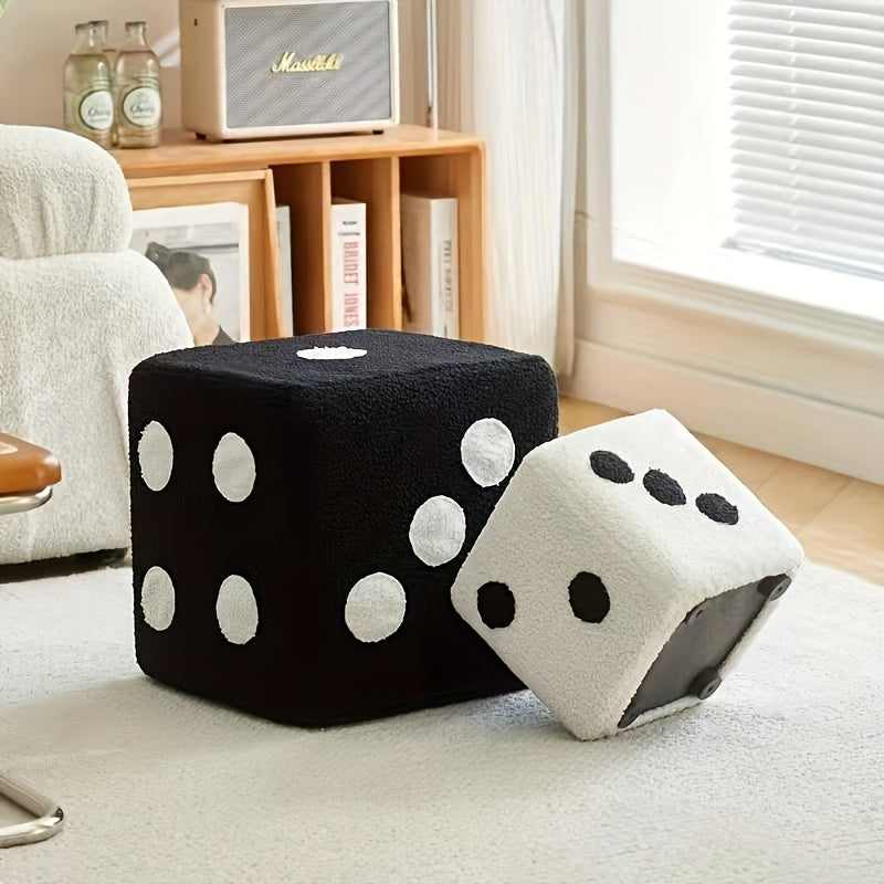 Hardwood Door Shoe Changing Stool Black Fabric Dice Shape Cushioned 68.58cm