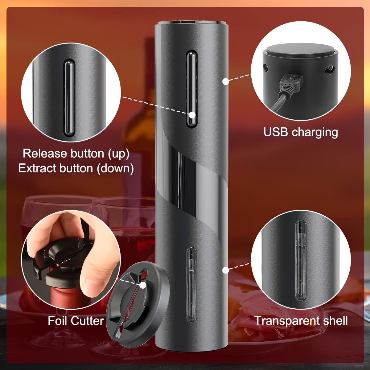 Qayta zaryadlanadigan vintuzkali va folga kesgichli Elektr vint ochgichlar to'plami