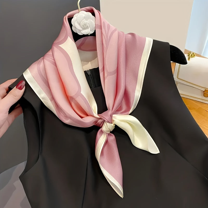 70cm gull naqshli satyn kvadrat sharf ayollar uchun bej, jigarrang, qora boho moda aksessuari