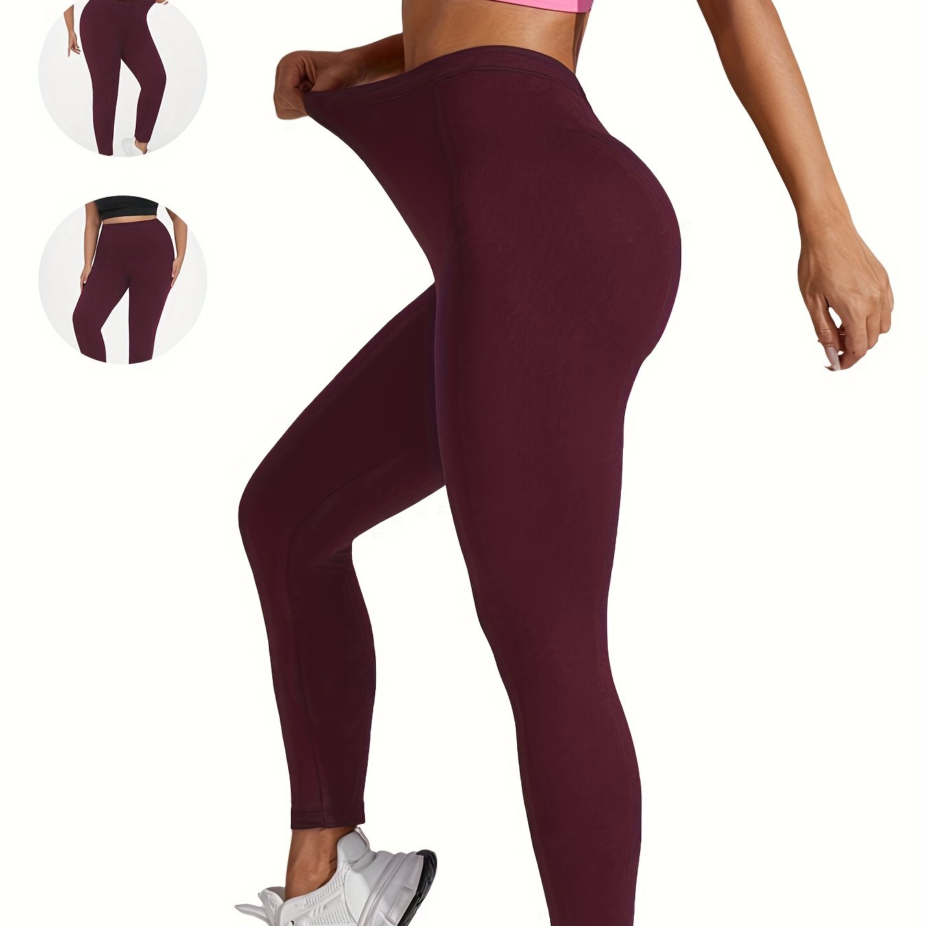 Plus Size Soft Sports Leggings for Women Workout Yoga Running Plain