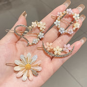 Set de horquillas con flores coreanas para mujer, accesorios elegantes de aleación para el cabello para niñas
