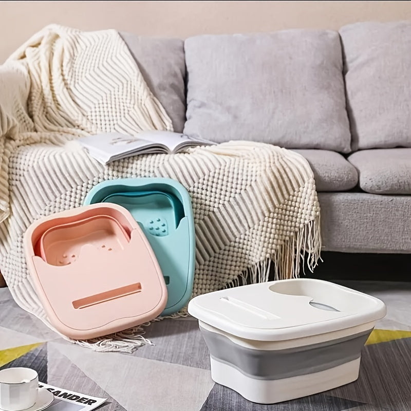 Bañera plegable para pies con masajeador y bandeja para remojar para pies grandes