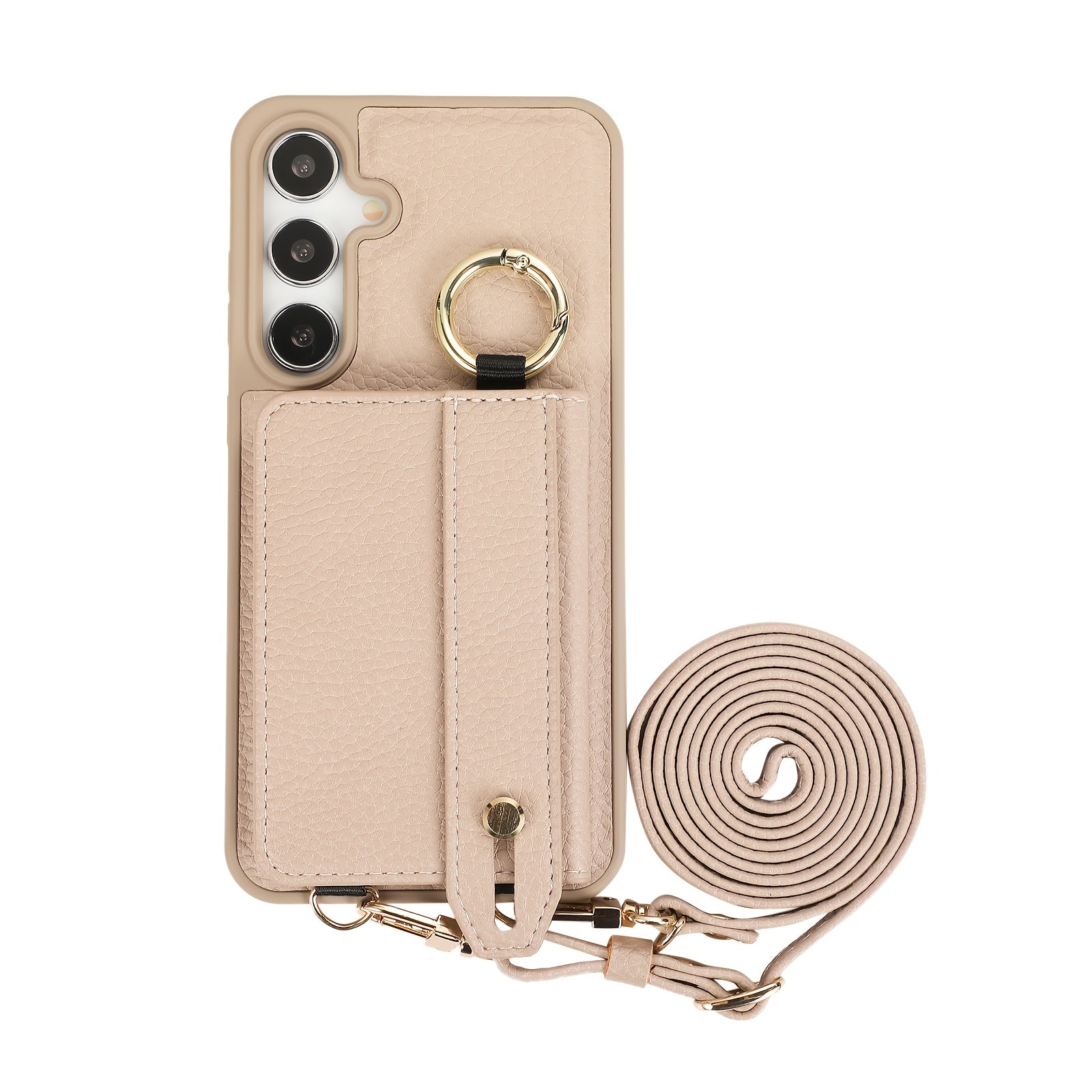 Faux Leather Crossbody Phone Bag for Samsung Plus with Wallet Card Slots Lanyard