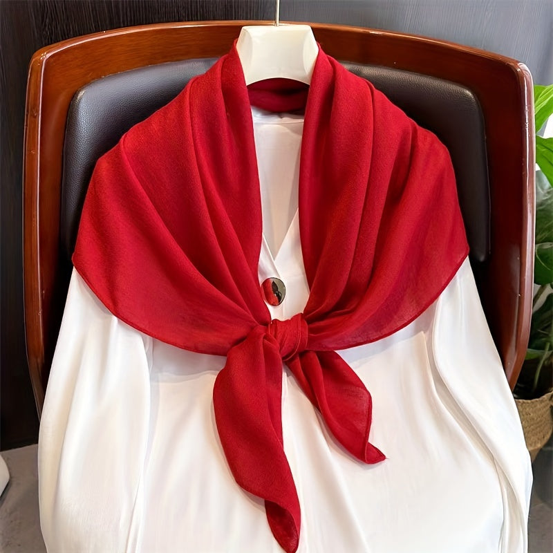 Elegant Women's Monochrome Square Scarf with Thin, Breathable Linen Feel - 89.92cm - Minimalist Style, Windproof, Sunscreen - Perfect Head Wrap