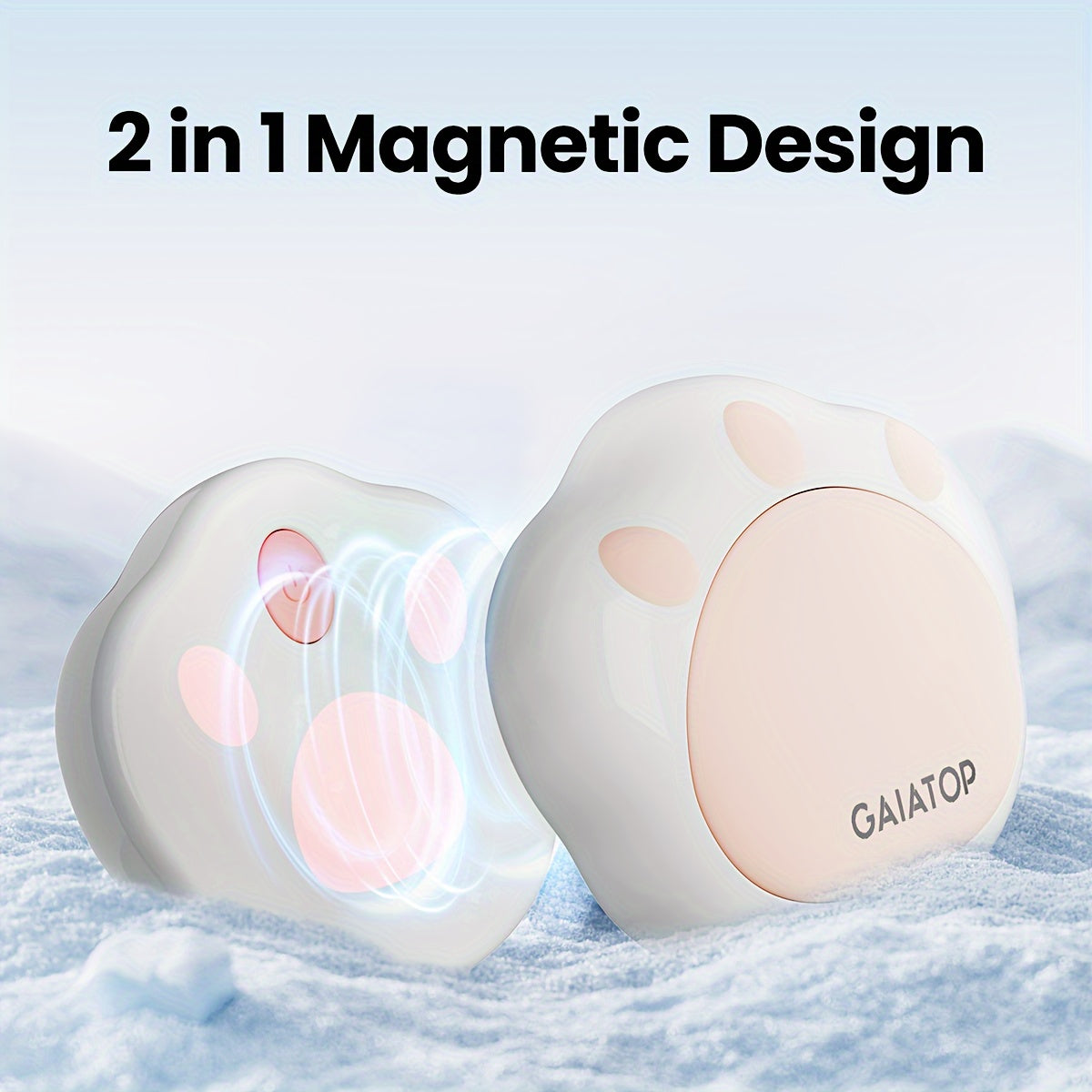 2 ta USB qayta zaryadlanadigan qo‘l issitgichlari, Oq, portativ, sozlanadigan issiqlik