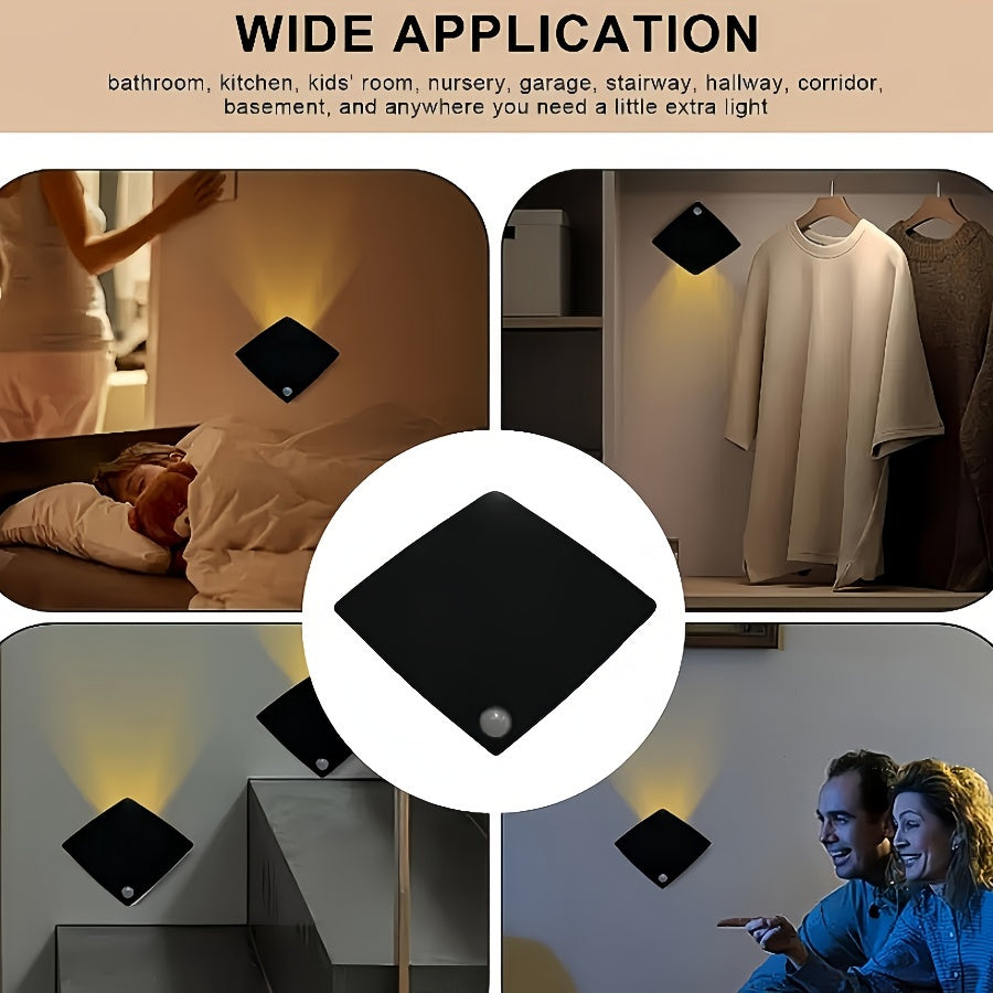 LED Night Light with Sensor, Battery Operated, Wall or Cabinet Mount, Small Night Light for Bedroom Kitchen Bathroom