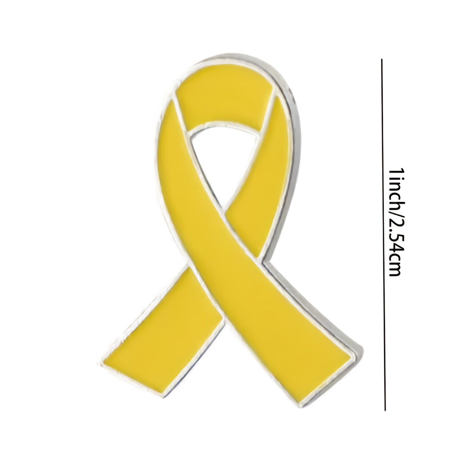 Yellow Enamel Pin with Ribbon Design for Cancer Awareness and Charity Support