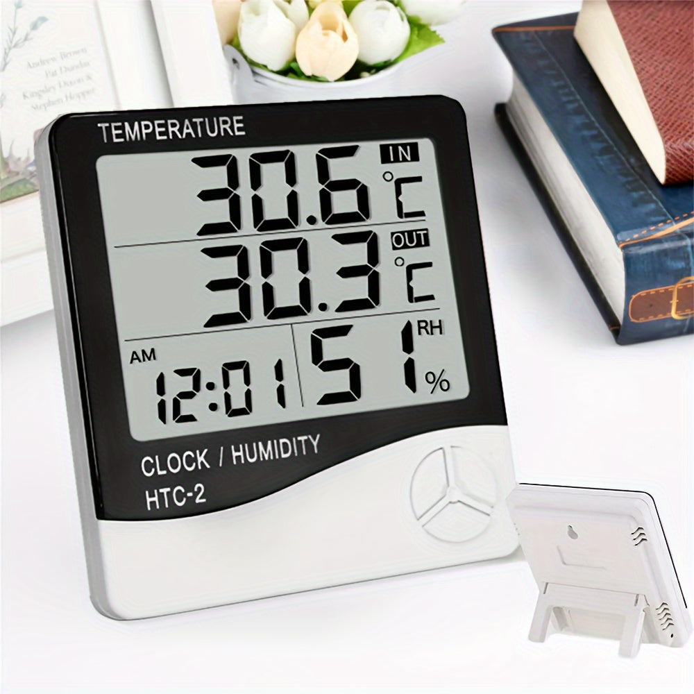 Digital Indoor Outdoor Thermometer Hygrometer with Clock Alarm Calendar