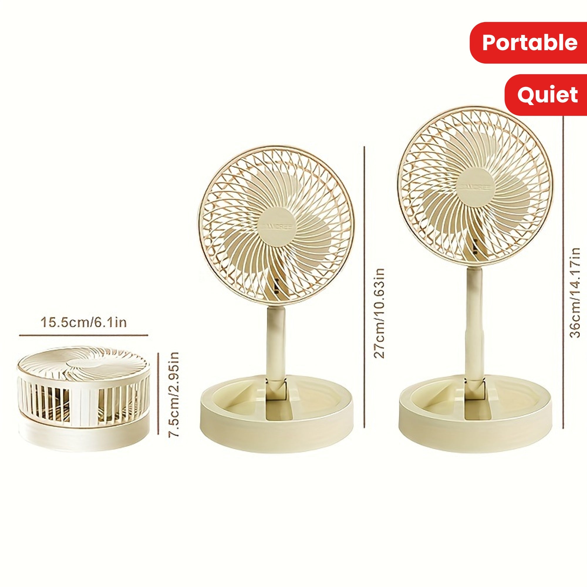 Ультра-тихий портативный вентилятор, питаемый через USB, с 360° окружением, регулируемыми скоростями для различных настроек.