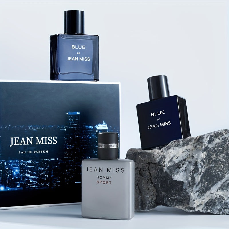 Men's Perfume Set with Blue Cologne and Woody Fragrance in Gift Box