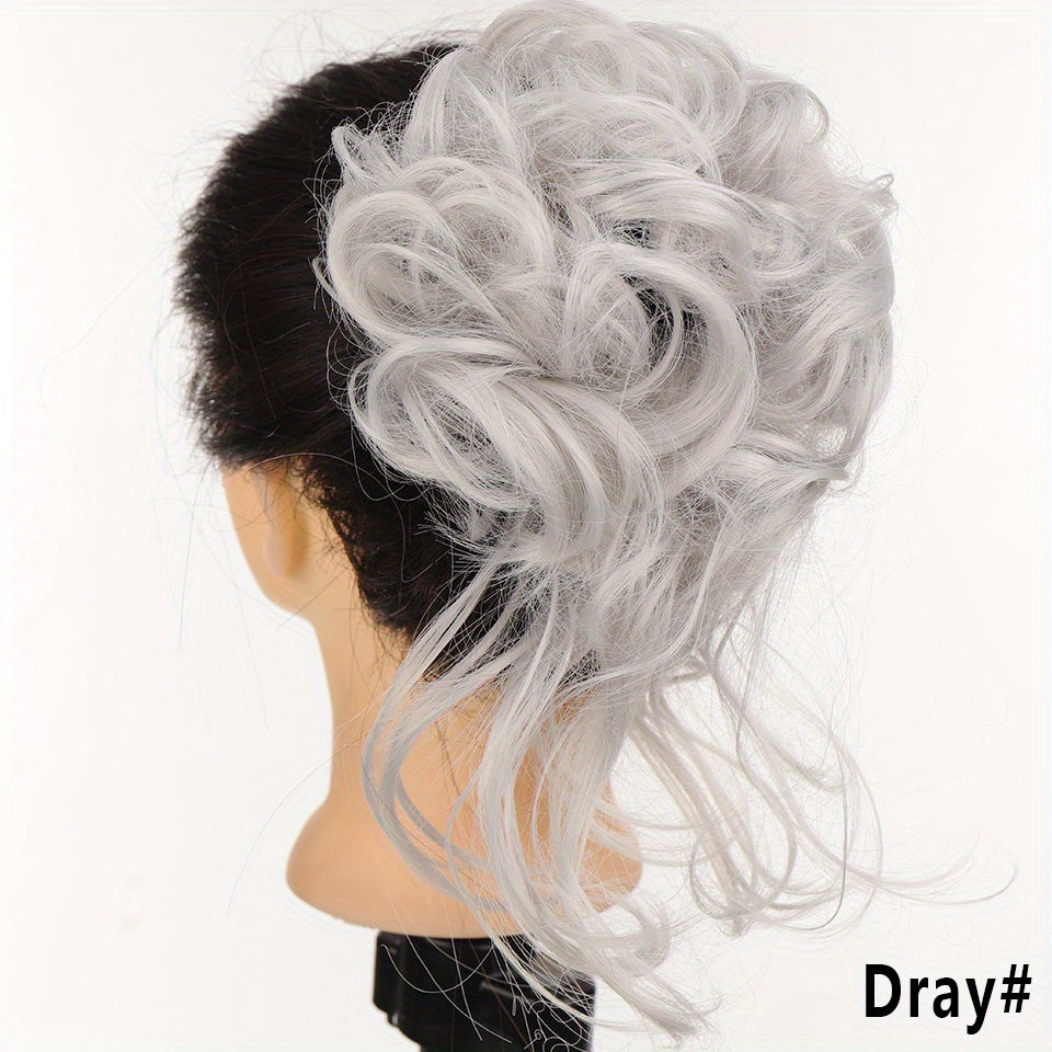 Women Messy Curly Donut Hair Bun Updo Synthetic Hair Extension 25.4cm