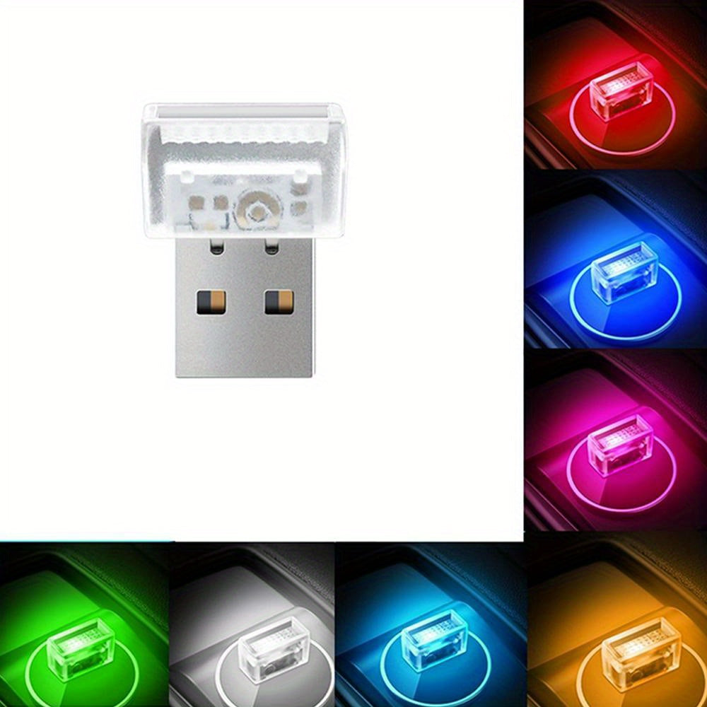 Mini USB LED Car Interior Light ABS Material 7 Color Options Ambient Neon