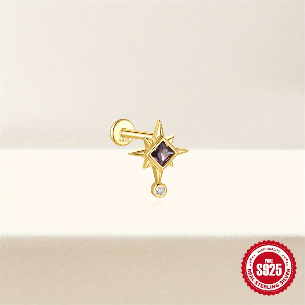 Серебряные серьги-осьминогольники с ромбами, украшенные стразами и синтетической цирконией, для повседневной носки и вечеринок