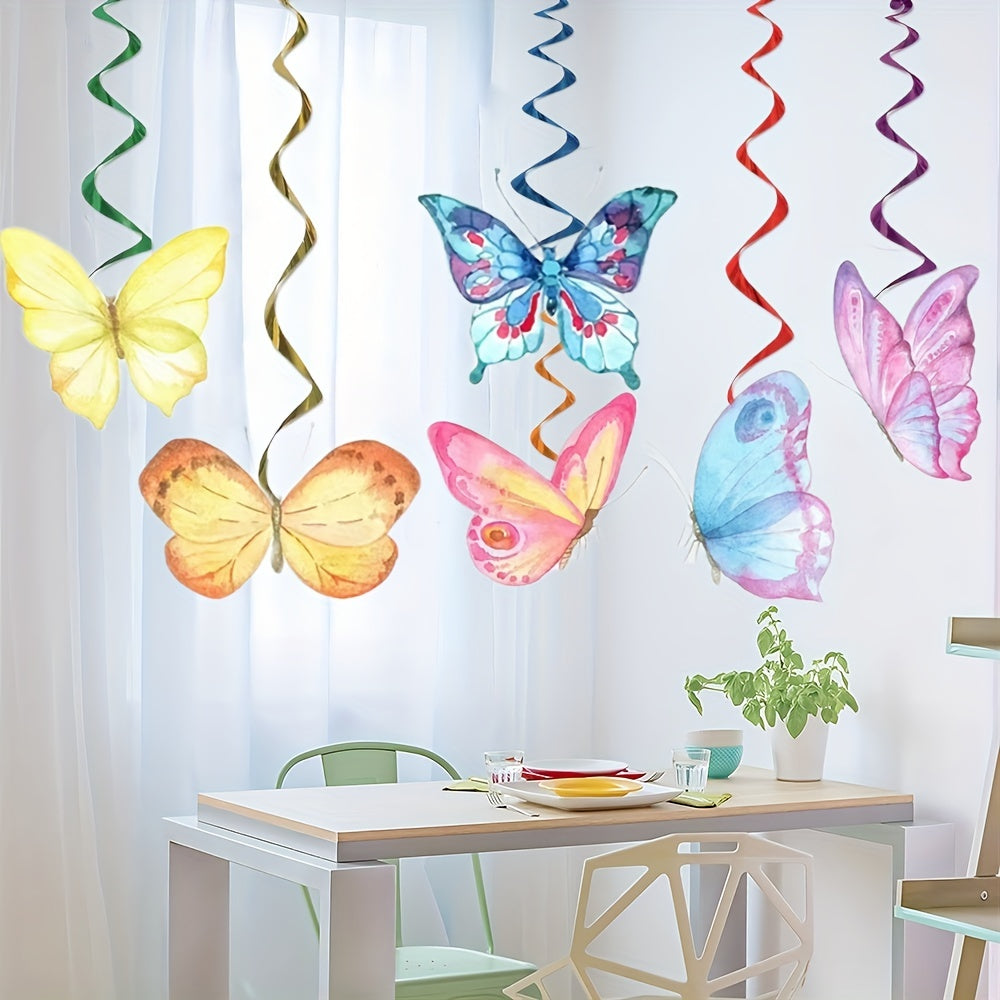 Colorful Butterfly Spiral Garden Ornaments Set of 24 for Decor and Celebrations