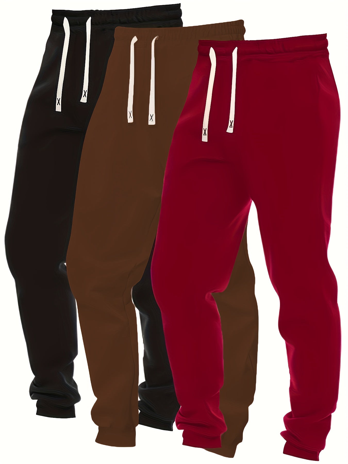 Мужские джоггеры большого размера однотонного цвета с шнурком и карманами, полиэстеровое трикотажное изделие, весна, осень, для улицы