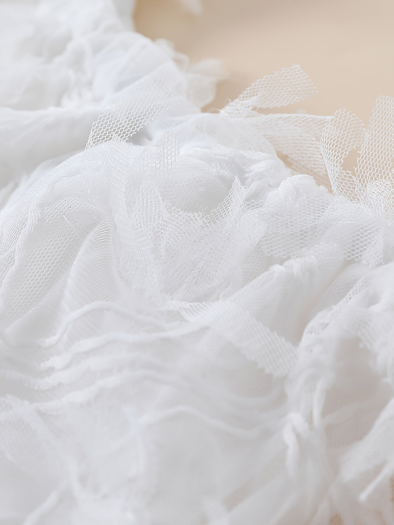 Girls Summer Outfit Off-Shoulder White Lace Top Blue Tulle Flared Pants Polyester