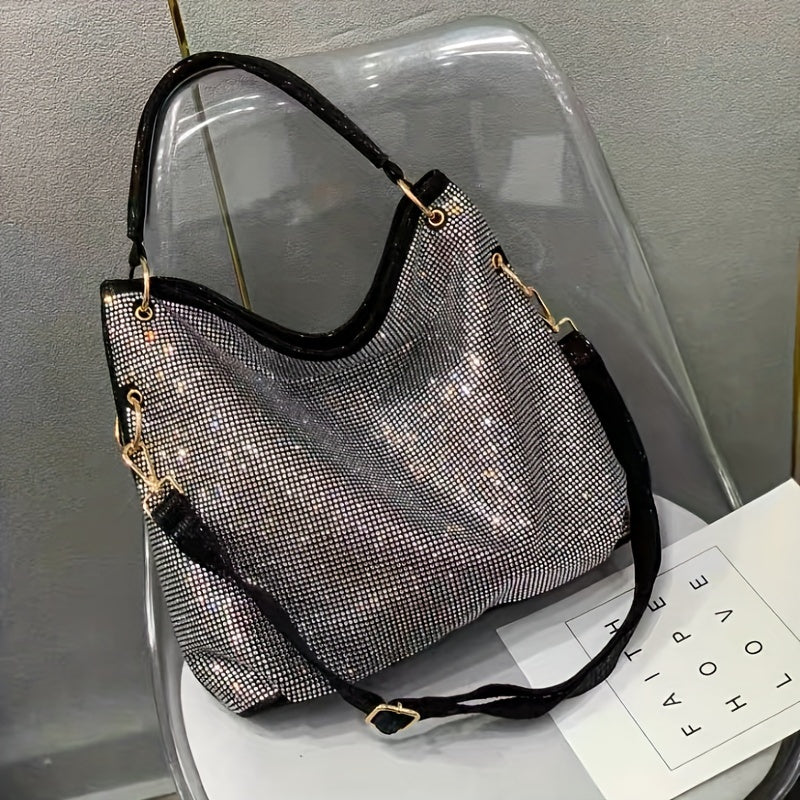 Шикарная женская сумка-тоут с стразами, леопардовым принтом и съемным ремешком - идеальна для ежедневных поездок и уикендов.